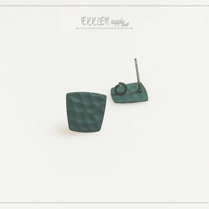 2 PCS - Teal, 11mm matte Rubber Coated, Square Hammered post earring, Square earring, making jewelry, earring stud connector, ER0035