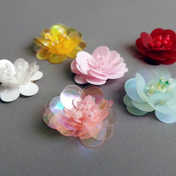 1 PC - 40mm Flower Sequin charm, connector for making fashion jewelry [ EH0060 ]