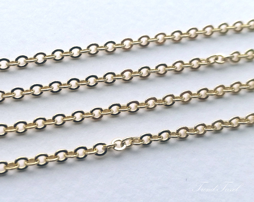 1 m Popular 2 x 2.5 Flat Cable Chain Supply 16K Gold Plated Etsy