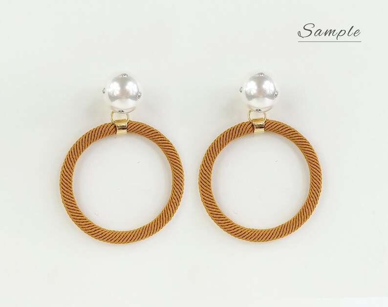 2 Pcs Navy 40mm Rope Hoop Earring Cord Woven Pendant Etsy