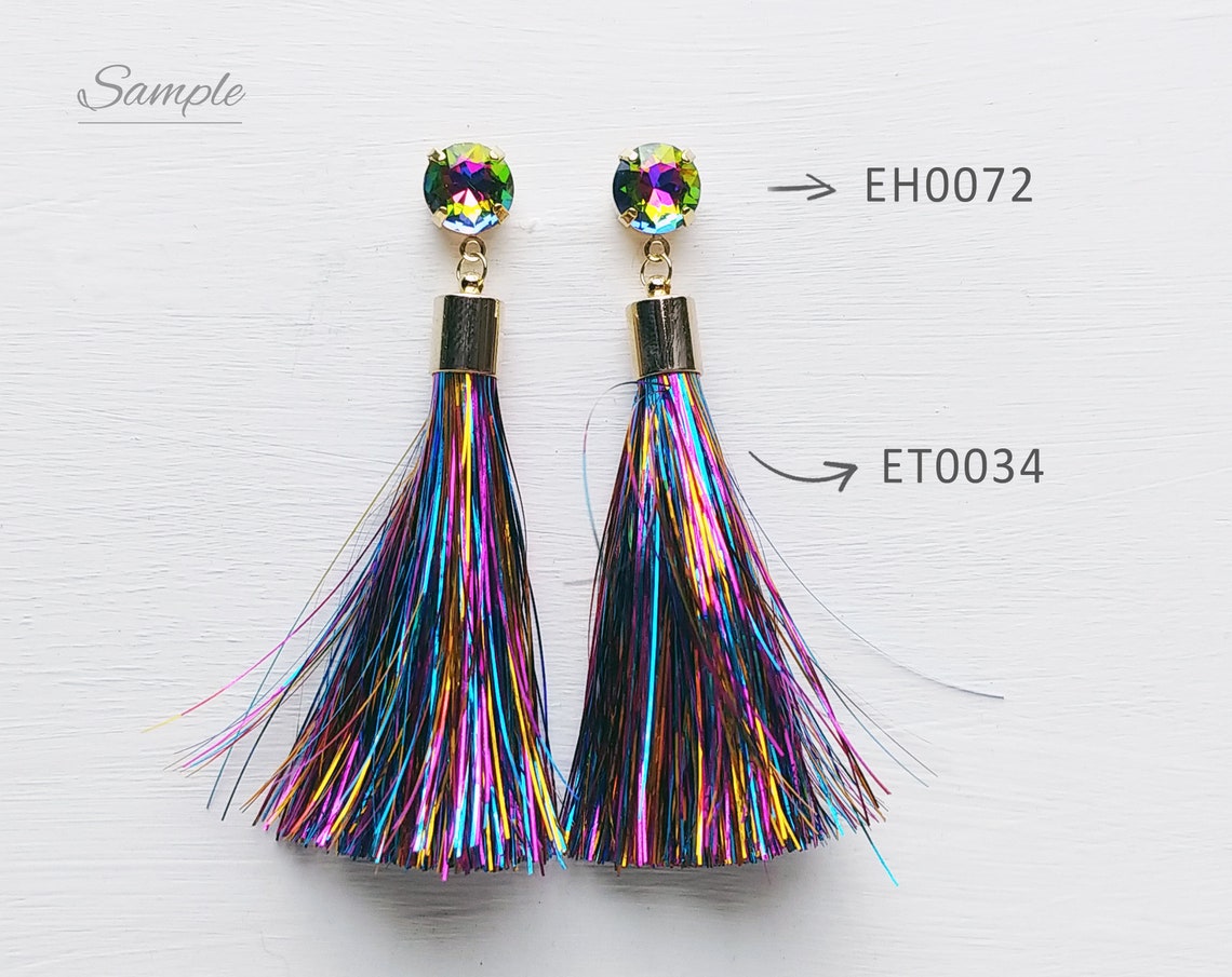 Jewelry Making Rainbow Tinsel Earring EH0072 ET0034 Etsy
