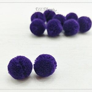 4 PCS - (No Ring) Purple 15mm Art Cotton Ball, various color acrylic Pom Pom, ECT0002