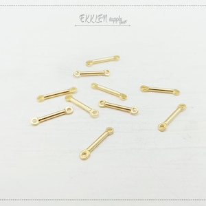 10 PCS - 10 mm Matte Gold plated over brass, 2 Holes bar connector supply for girls bracelet necklace part [ EBF0019-10-MG ]