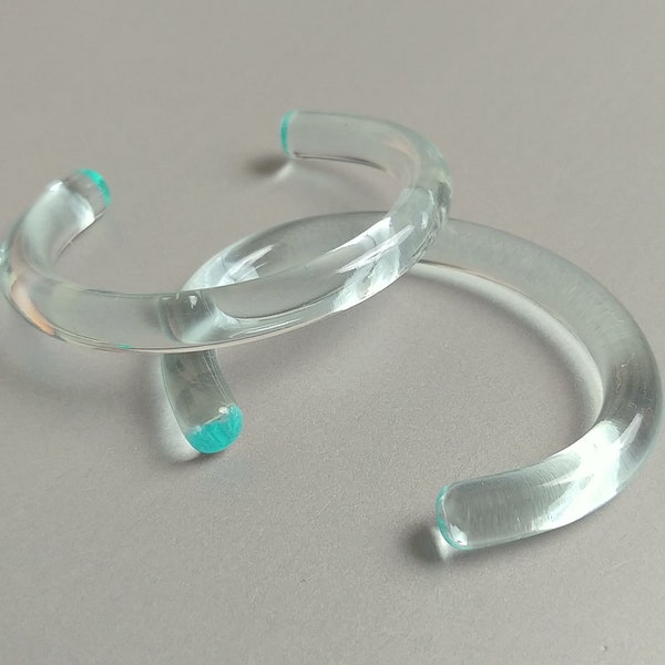 1 PC - Ocean blue, 70x8mm FORMICA Clear Bracelet, ECT0099