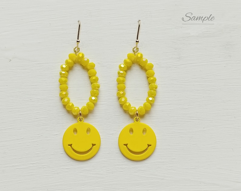 ER0060-YE 2 PCS Yellow 15mm smile matte rubber coated charm pendant supply for handmade pieces