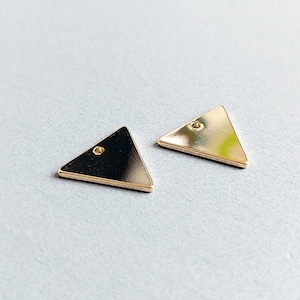 2 PCS - 13 mm Gold Plated, Triangle Pendant 1 hole, Triangle Charm, supply earring necklace [ EM0335-13-G ]