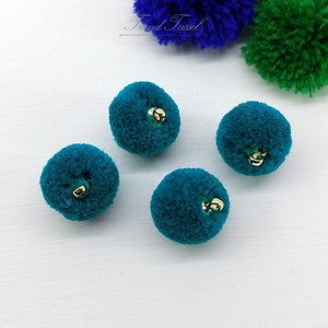 4 PCS - peacock, 15mm Art Cotton Ball with Ring Cap, various color acrylic Pom Pom, ECT0002
