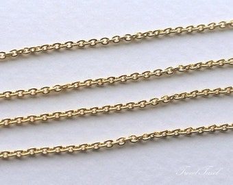 1 m - 1.4 x 1.8 Small Cable Basic Chain Supply, 16K Gold Plated Bass for DIY jewellery, beading, necklace [ ECH0011 - G ]