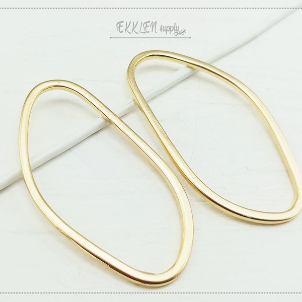 2 PCS - 53 x 28 mm matte gold plated, free curved line Connector, making jewelry supply for girl earrings necklace - charm [ EM0080-MG ]