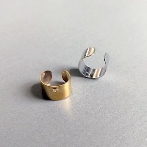 1 PC 10mm Gold plated Brass, Simple Tube Ear Cuff with Center Hole, Cartilage Ear Cuff, dainty ear cuff, minimal ear cuff ST0010 image 1