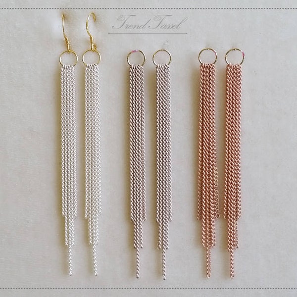 2 pcs - 75mm Drop Chain Tassel, White Beige Simple Dangling Color Chain Charm for Tassel Earrings necklace pendant [ ET0019 ]