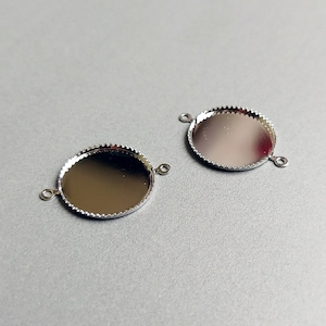 2 PCS - 17 mm Silver plated over brass Bezel Setting, Base Charms, Gold Silver Bezel Cup, Glue In Bezel, basic supply[ EBF0085 ]