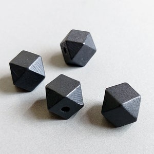 2 pcs -  Black, 14mm Natural Wood Polygon Connector, Natural Charm, Natural Pendant, Supply for earings [ ECT0081 ]