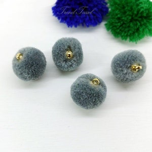4 PCS - charcoal, 15mm Art Cotton Ball with Ring Cap, various color acrylic Pom Pom, ECT0002