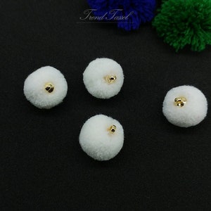 4 PCS - White, 15mm Art Cotton Ball with Ring Cap, various color acrylic Pom Pom, ECT0002