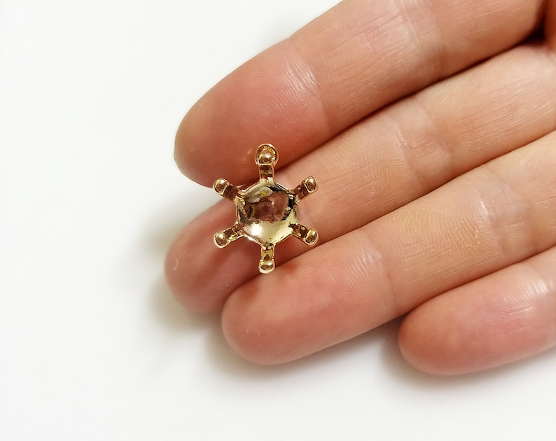 EM0247-G Flower End Cap Bowl supply for girls necklace pendant bracelet charm tassel 2 PCS 17 mm Gold plated