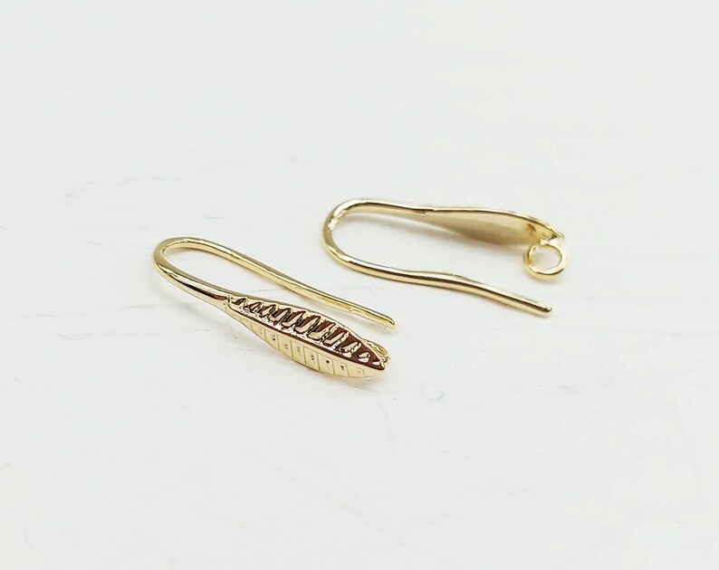 22 mm gold plated Brass EM0079-G making jewelry Earring Stud supply 2 PCS leaf hoop earring