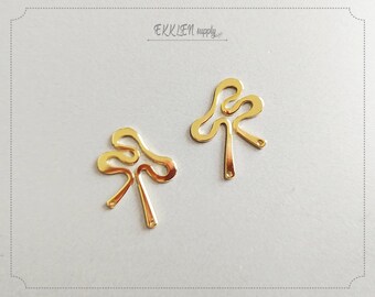 2 PCS - 26 x 19 mm Gold Plated Brass, Unique Connector, Ribbon Earring Charm, basic supply for girl , necklace Pendant [ EM0300-G ]