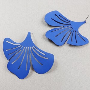 2 PCS - Ink Blue, 63x54mm matte rubber coated, Flower earring post, Unique Big Earring, supply for earring, making jewelry [ ER0090 ]