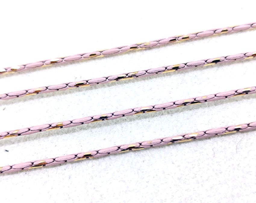 1 M - 1.2mm Pink & Gold Shiny Diamond Cut Color Chain Supply for DIY ...