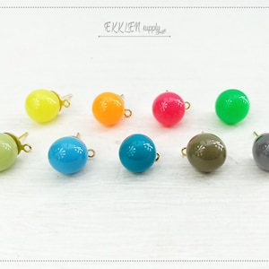 2 PCS - 11 mm Turquoise Khaki Gray with gold Stud, FORMICA Color ball earring post supply for girl earrings necklace [ ECT0025 ]