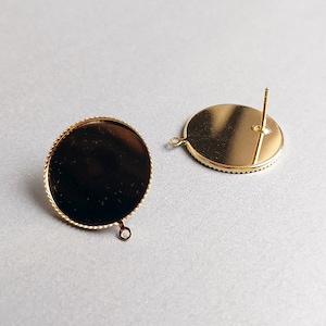 2 PCS - 21 mm Gold plated over brass Bezel Setting Post, Base Earring, Gold Bezel Cup, Glue In Bezel, basic supply [ EBF0086 ]