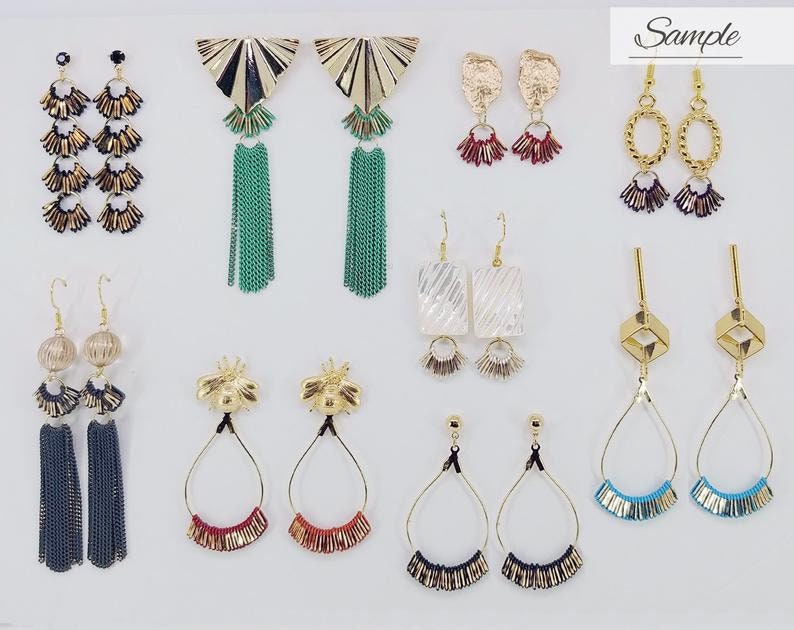 Gold Color Chain Charm for Tassel Earrings 47mm Quadruple Oval Shinny Drop Chain Tassel Mint ET0031 2 pcs