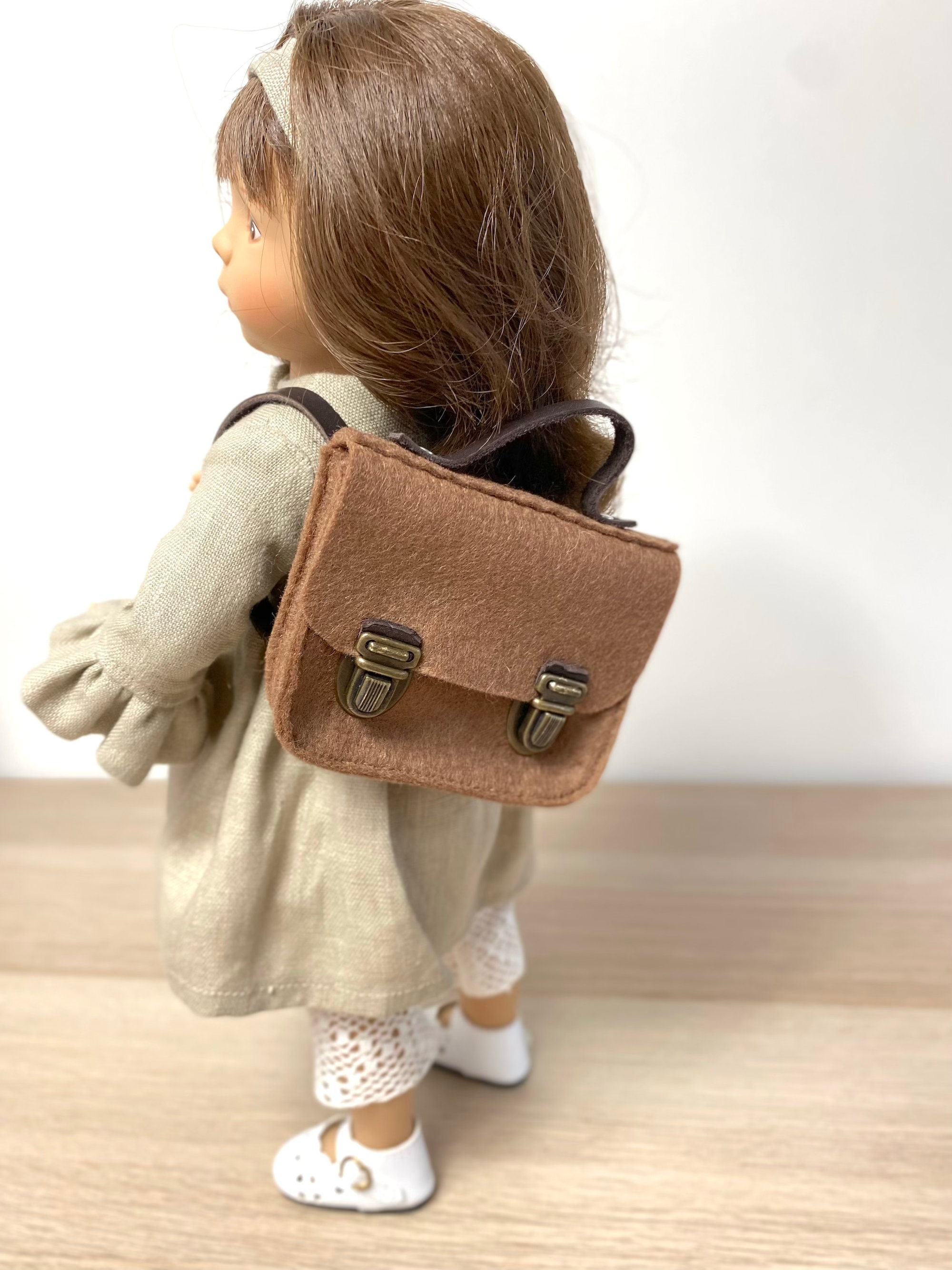 Cartable Miniature Cuir Pour Poupée - HASI HATO - Années 50 - TBE - RARE