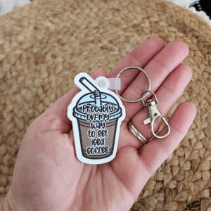Iced Coffee Keychain, Funny Acrylic Keychain, Coffee Lover Gift, Cute Caffeine Addict Accessory