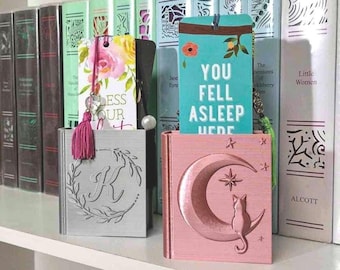 Personalized Book Shaped Bookmark Holder- Customizable Gift for Book Lovers