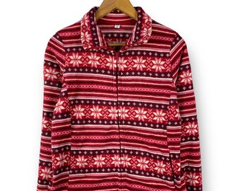 Rare!!! Uniqlo Printed Fleece Christmas Zipper Jacket