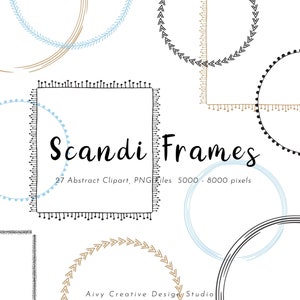 Scandinavian Frames Clip Art Set | Transparent PNG Files | Marketing Material | Minimalist | Commercial Use