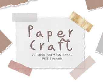 Paper Craft & Washi Tape Clipart Set | PNG Files (Digital Download)