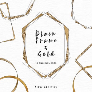 Gold Frame Clipart: Elegant Wedding Designs & Decorative Borders for Invitations, Cards