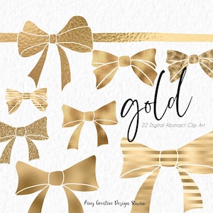 22 Gold Bow Clipart PNG Files | Transparent PNG Files | Marketing Material | Wedding | Commercial Use