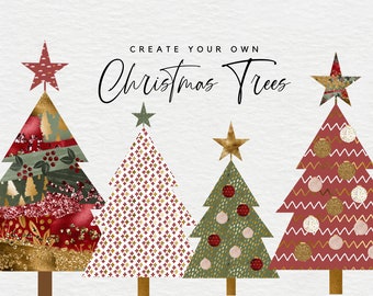 Create Your Own Christmas Trees Clipart | Christmas Tree Clipart | Christmas Overlays | Xmas Trees | Commercial Use