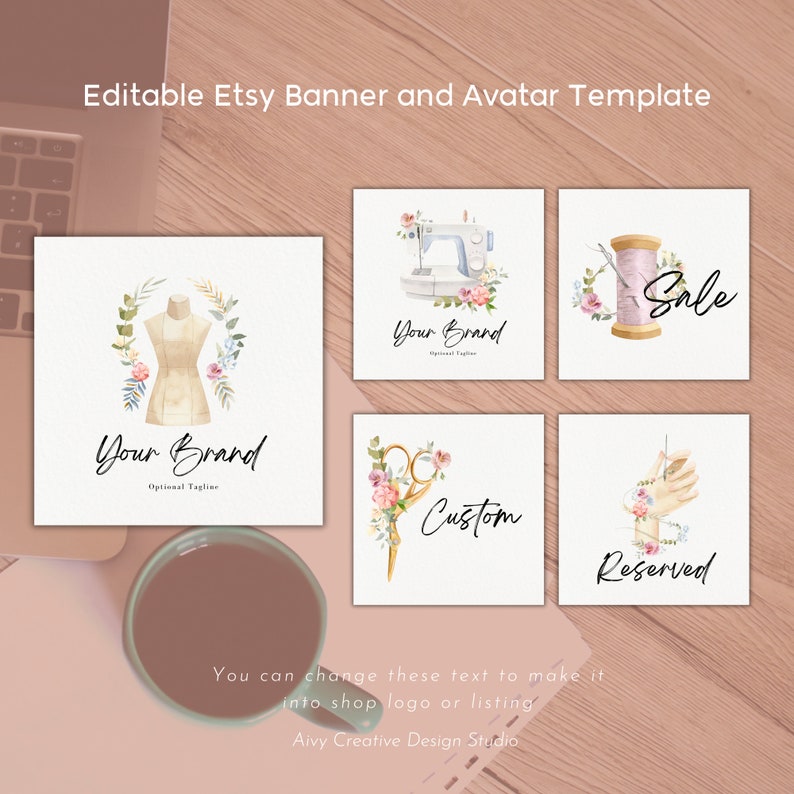 Classic Sewing Etsy Shop Banner and Store Logo, Sewing Banner, Sewing Logo, Etsy Shop Kit image 5