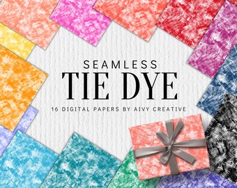 16 Colorful Seamless Tie Dye Digital Papers