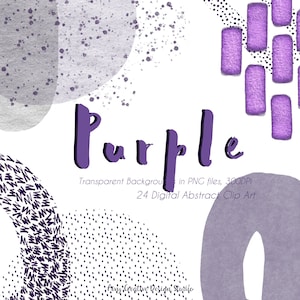 Hand Drawn Minimalist Purple Abstract Clip Art Bundle | Transparent PNG Files | Marketing Material | Wedding | Commercial Use