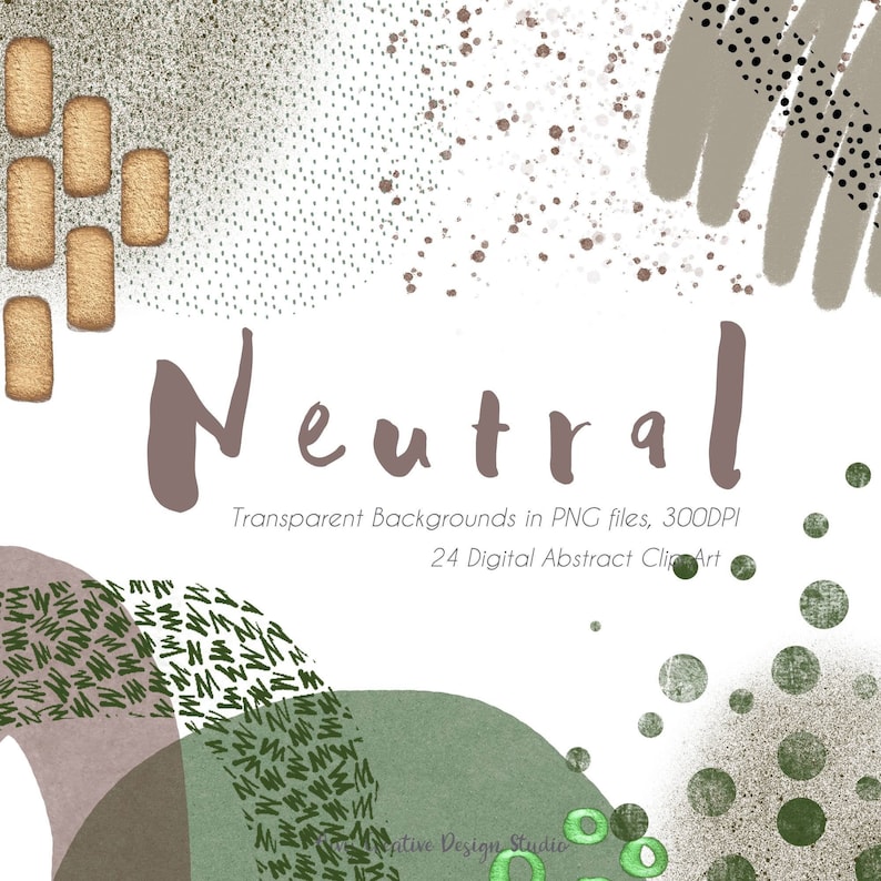 Neutral Colors Abstract Clip Art Set | Transparent PNG Files | Marketing Material | Wall Art | Commercial Use 