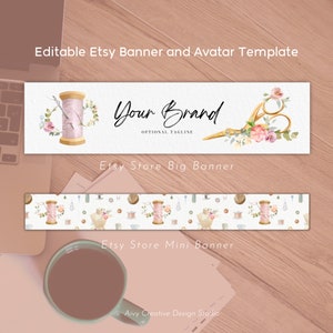 Classic Sewing Etsy Shop Banner and Store Logo, Sewing Banner, Sewing Logo, Etsy Shop Kit image 2