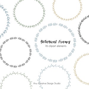 Botanical Scandinavian Frames Clip Art Set | Transparent PNG Files | Marketing Material | Minimalist | Commercial Use