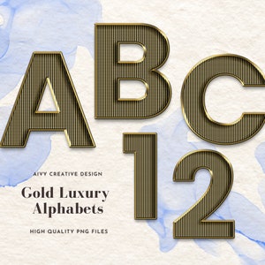Black and Gold Luxury Alphabet and Numbers, Christmas Alphabets, Christmas Clip arts, Christmas Wording