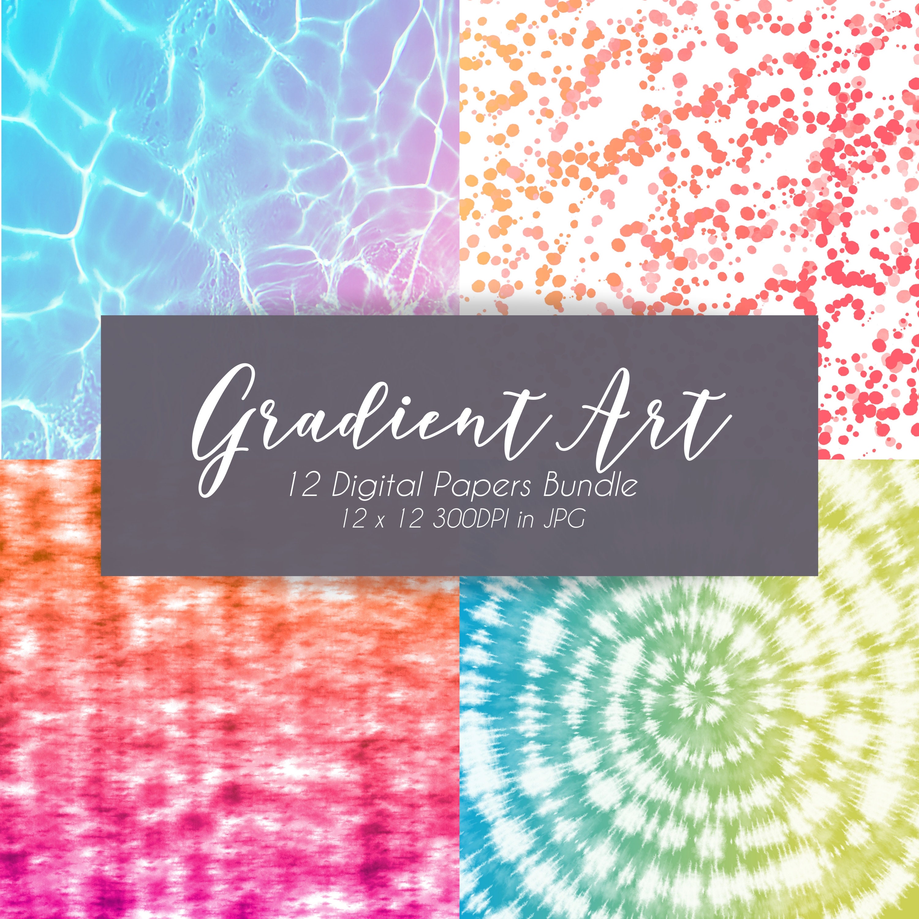 Gradient Art Digital Paper Set Scandi Design Simple and Colorful Card ...