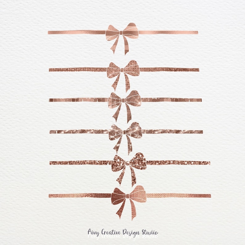 22 Rose Gold Bow and Ribbon Clipart Set Rose Gold Ribbon Etsy