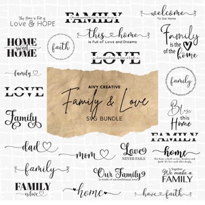 Bellissimo pacchetto: pacchetto SVG per famiglie per decorazioni per la casa, monogrammi e oggetti di artigianato
