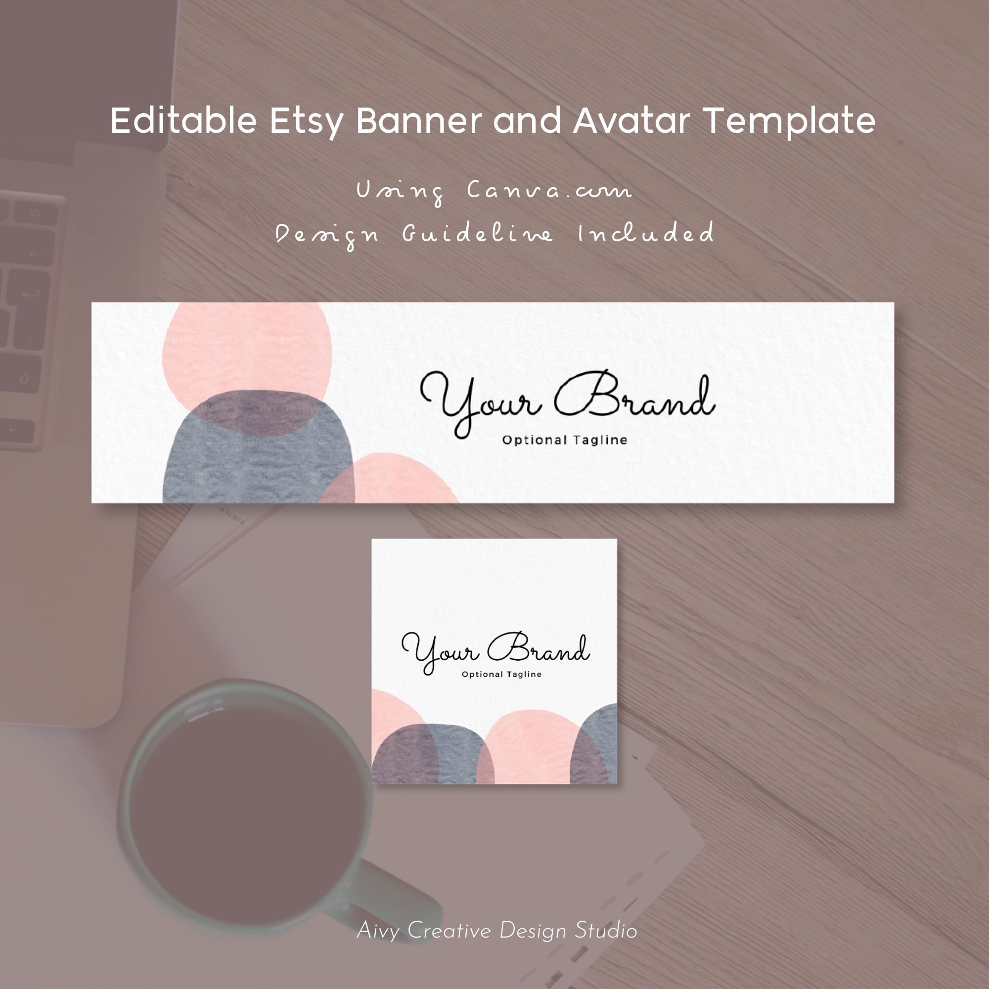 Editable Minimalist Abstract ETSY Banner and Avatar Designed | Etsy