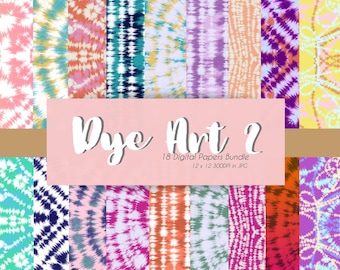 18 Colorful Tie Dye Digital Papers Set  | Simple and Colorful | Card Design | Commercial Use