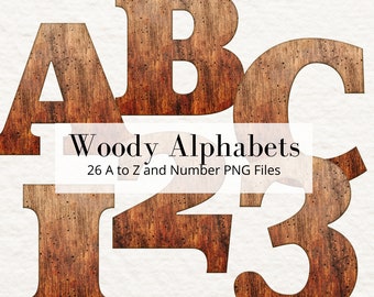 Woody Alphabets, Wood Alphabet, Alphabet PNG, Wood Letters