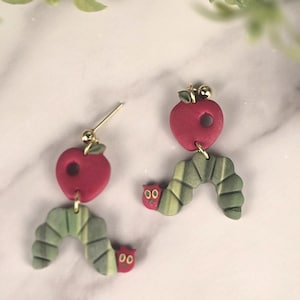 Polymer Clay Hungry Caterpillar Dangle Earrings